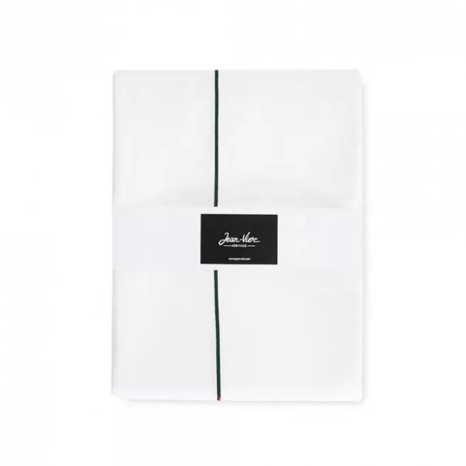 Outlet Maison Jean-Vier Housse de couette satin de coton broderie vert foncé AmetsaVertforet