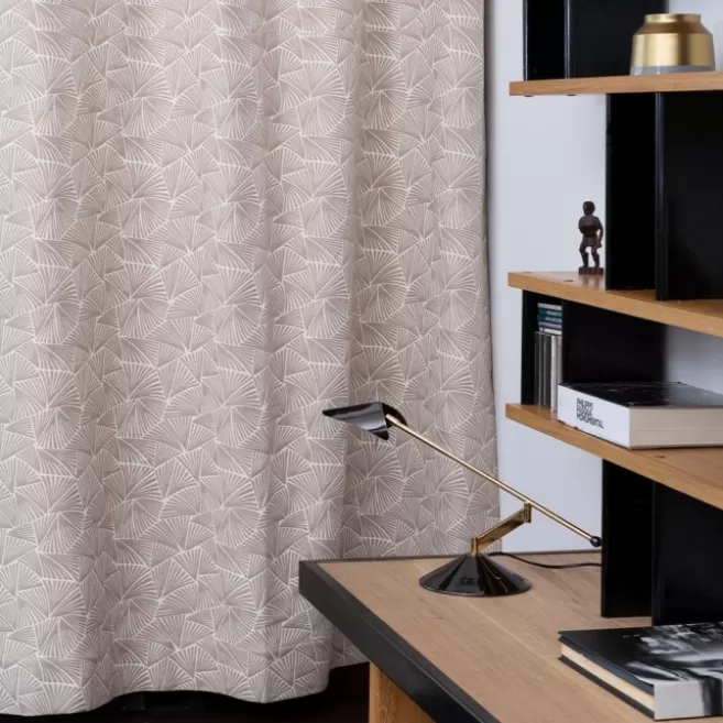 Outlet Maison Jean-Vier Rideau en Jacquard beige à motifs 100% coton PalmaGrege