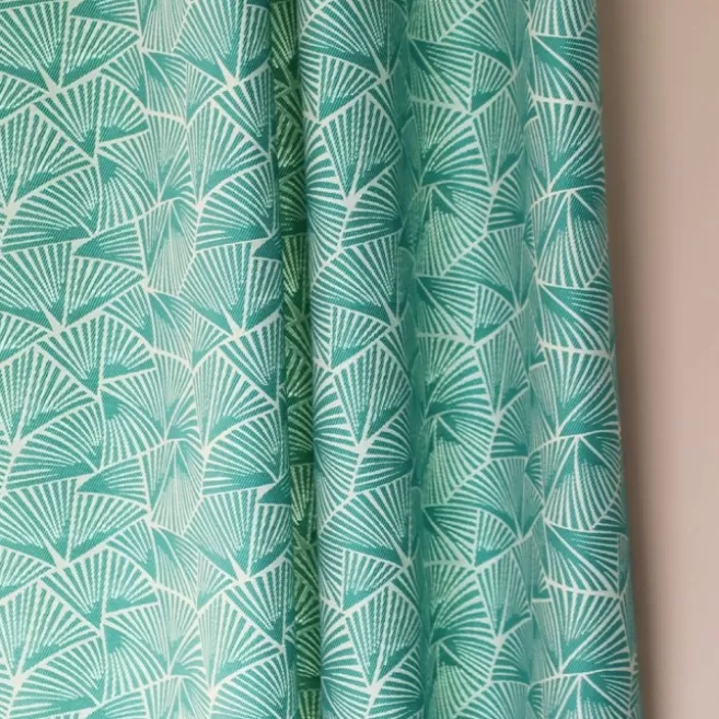 Cheap Maison Jean-Vier Rideau en Jacquard bleu turquoise à motifs PalmaEmeraude