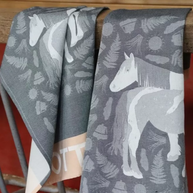 Cheap Maison Jean-Vier Torchon gris en Jacquard à motifs pottok KontatuPottokCharbon